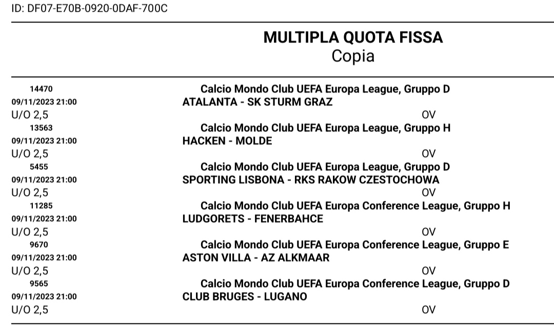 Pronostici di oggi 9 novembre giovedì